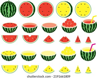 Illustration set of various watermelons