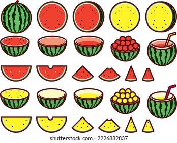 Illustration set of various watermelons