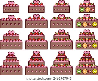 Illustrationsset von verschiedenen Hochzeitstorten