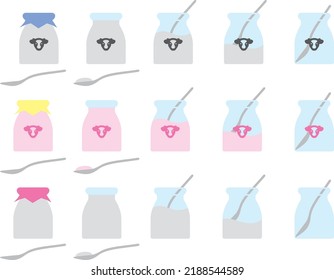 Illustration set of various yogurt