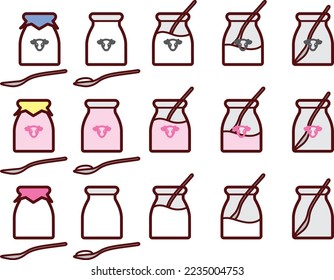 Conjunto de ilustraciones de varios yogur