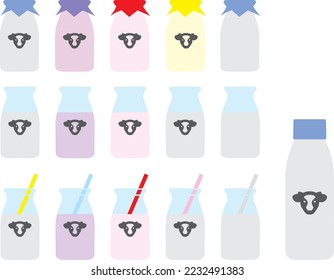 Ilustración de varias bebidas de yogur