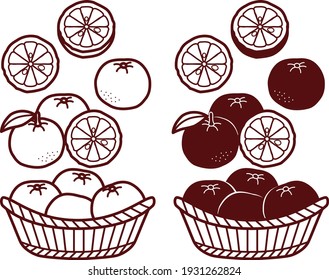 Illustration set of various yuzu