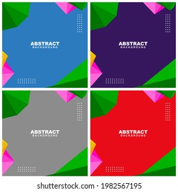 Illustration set vector of abstract background in blue, violet, grey, and red color with green element. Good to use for banner, social media template, poster and flyer template, etc