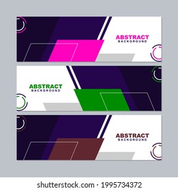 Illustration set vector of abstract background in white color with green, brown, pink, and violet color element. Good to use for banner, social media template, poster and flyer template, etc.