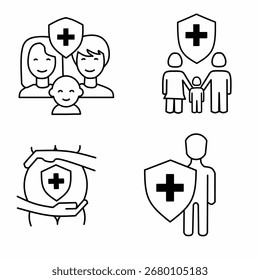 illustration set of vector art icons of health and medical treatment 