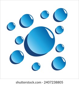 illustration Set of vector blue water drop icons. Collection of flat droplet logo shapes, on white background