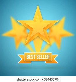 Illustration of Set of Vector Gold Stars Icon. Best Seller Gold Star Icon Template