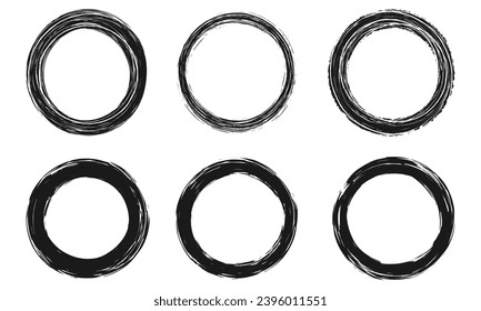 Illustration set vector of grunge black design elements, brush stroke, ink splash, decoration elements, border,  circle frame, circle brush.