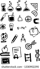 Illustration set of vector hand draw cartoon science icon