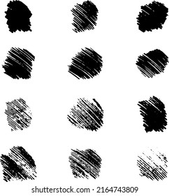 Illustration of Set of Vector Pencil Strokes and Stains of Hand Drawn Black of Various Sizes and Shapes on White Background.