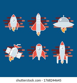 Illustration set vector of starship