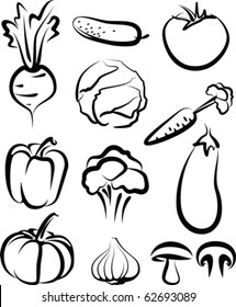 Illustration with a set of vegetables