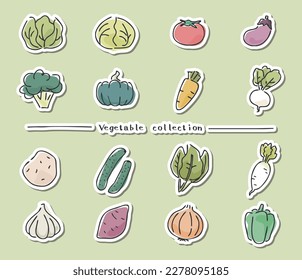 Illustration set of vegetables like handwriting.