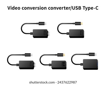 It is an illustration set of video conversion converterUSB Type-C.