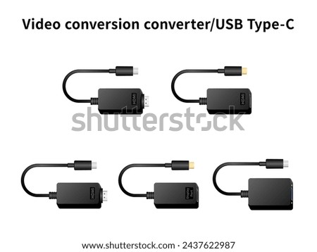 It is an illustration set of video conversion converterUSB Type-C.