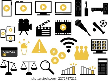 Illustration set for video distribution service (VOD)