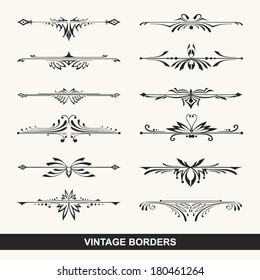 illustration of set of vintage design elements for page border