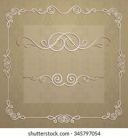 illustration of set of vintage design elements for page border