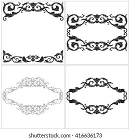 Illustration of set of vintage design elements. Baroque vector. Premium quality. Baroque ornament. Frame ornament.