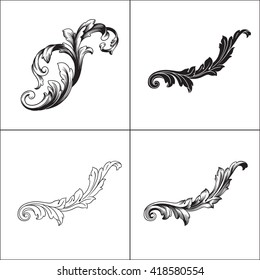 Illustration of set of vintage design elements. Baroque vector. Premium quality. Baroque ornament. Frame ornament.