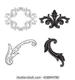 Illustration of set of vintage design elements. Baroque vector. Premium quality. Baroque ornament. Frame ornament.