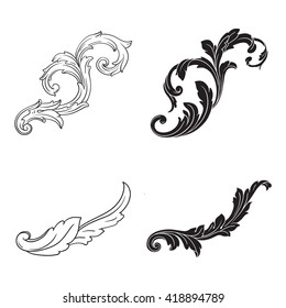 Illustration Set Vintage Design Elements Baroque Stock Vector (Royalty ...