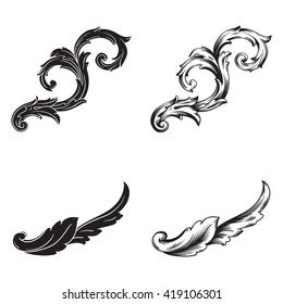 Illustration of set of vintage design elements. Baroque vector. Premium quality. Baroque ornament. Frame ornament.
