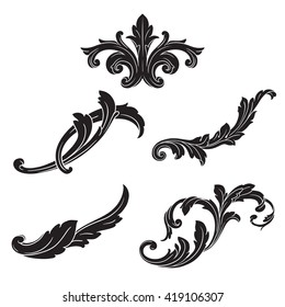 Illustration of set of vintage design elements. Baroque vector. Premium quality. Baroque ornament. Frame ornament.