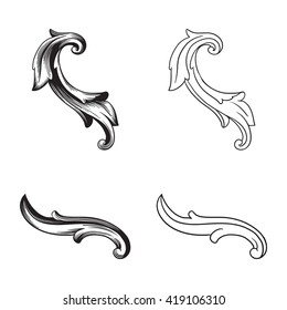 Illustration of set of vintage design elements. Baroque vector. Premium quality. Baroque ornament. Frame ornament.