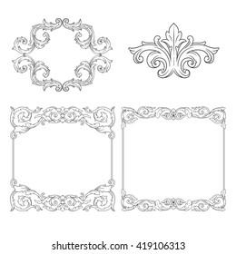 Illustration of set of vintage design elements. Baroque vector. Premium quality. Baroque ornament. Frame ornament.