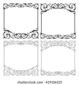 Illustration of set of vintage design elements. Baroque vector. Premium quality. Baroque ornament. Frame ornament.