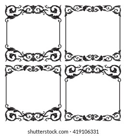 Illustration of set of vintage design elements. Baroque vector. Premium quality. Baroque ornament. Frame ornament.