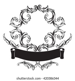 Illustration of set of vintage design elements. Baroque vector. Premium quality. Baroque ornament.  Antique style acanthus foliage swirl decorative design element filigree calligraphy vector