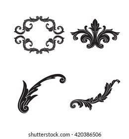 Illustration of set of vintage design elements. Baroque vector. Premium quality. Baroque ornament.  Antique style acanthus foliage swirl decorative design element filigree calligraphy vector