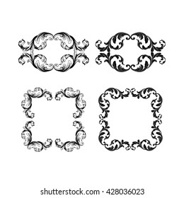 Illustration of set of vintage design elements. Baroque vector. Premium quality. Baroque ornament.