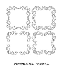 Illustration of set of vintage design elements. Baroque vector. Premium quality. Baroque ornament.