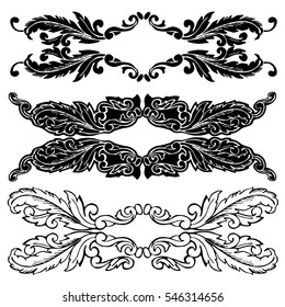 Illustration of set of vintage design elements. Baroque vector ornament. Premium quality. Frame ornament.