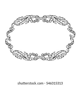 Illustration of set of vintage design elements. Baroque vector ornament. Premium quality. Frame ornament.