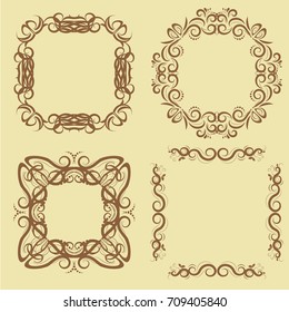illustration of set of vintage design elements