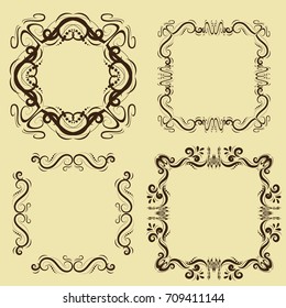 illustration of set of vintage design elements