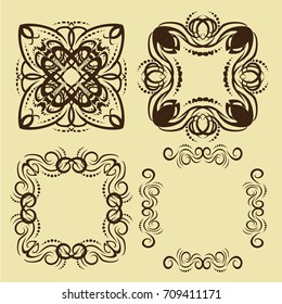illustration of set of vintage design elements