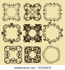 illustration of set of vintage design elements