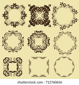 illustration of set of vintage design elements