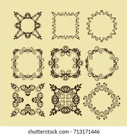 illustration of set of vintage design elements