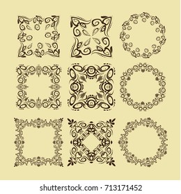 illustration of set of vintage design elements