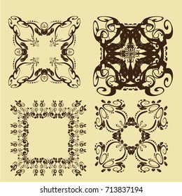 illustration of set of vintage design elements