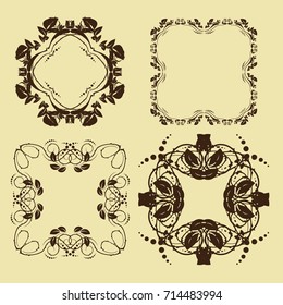 illustration of set of vintage design elements