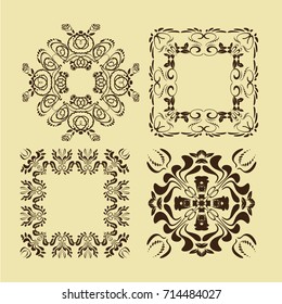 illustration of set of vintage design elements