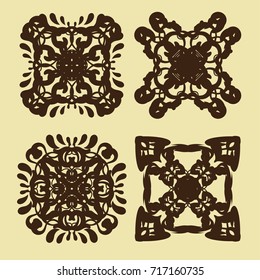 illustration of set of vintage design elements